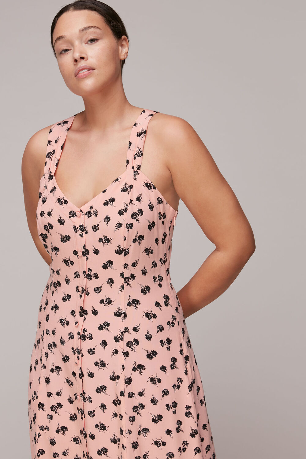 Pink Scattered Carnation Midi Dress