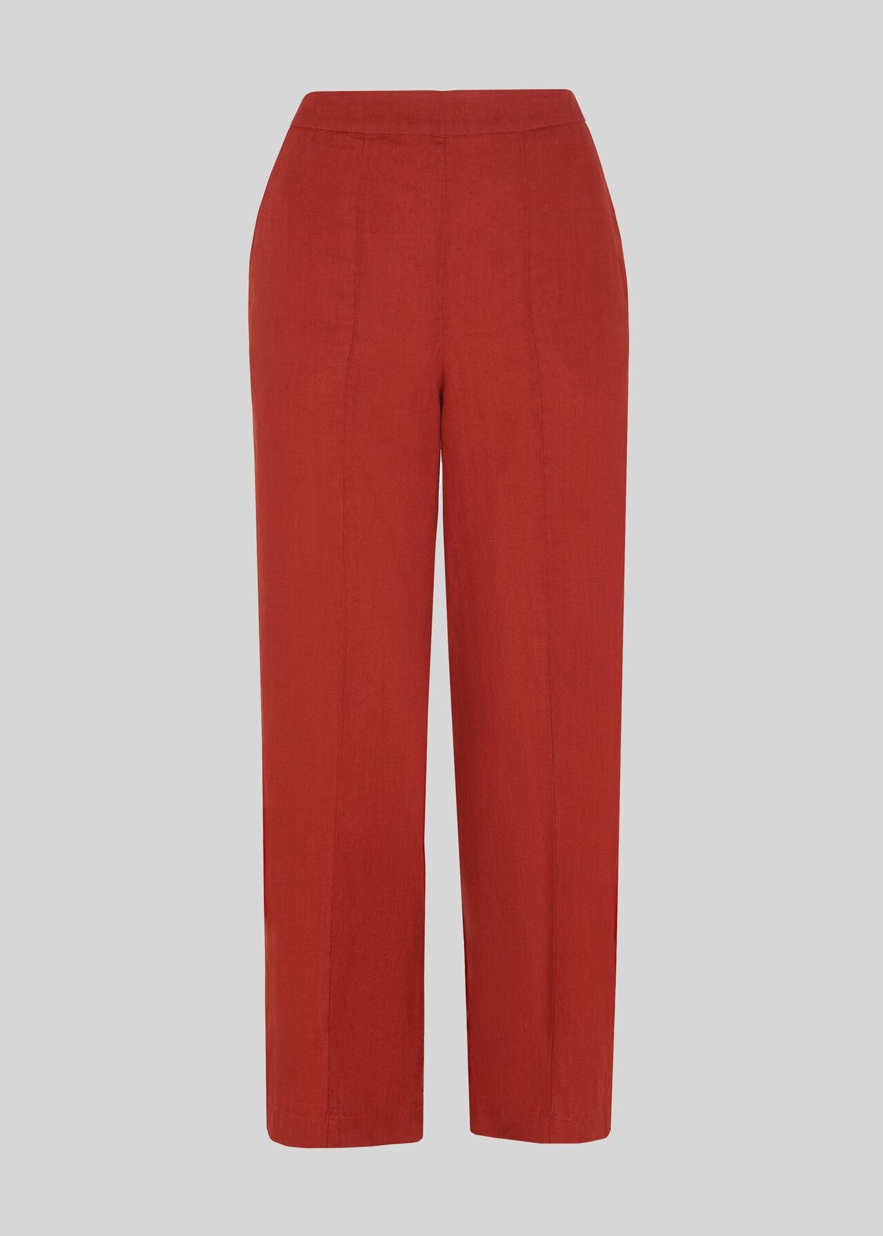 Linen Cropped Wide Leg Trouser Rust