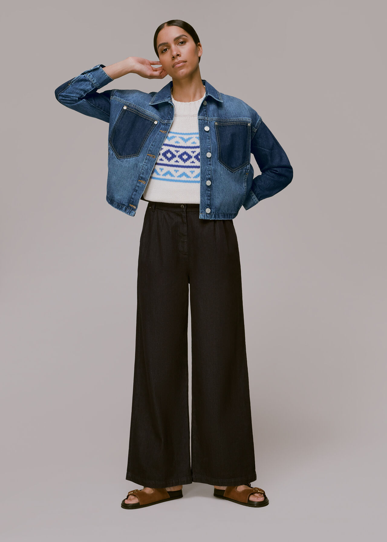 Denim Ella Patchwork Denim Jacket, WHISTLES