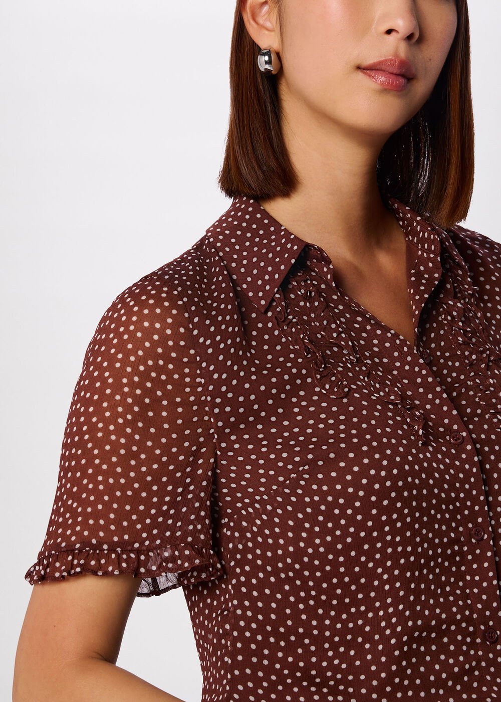Polka Dot Sheer Sleeve Shirt