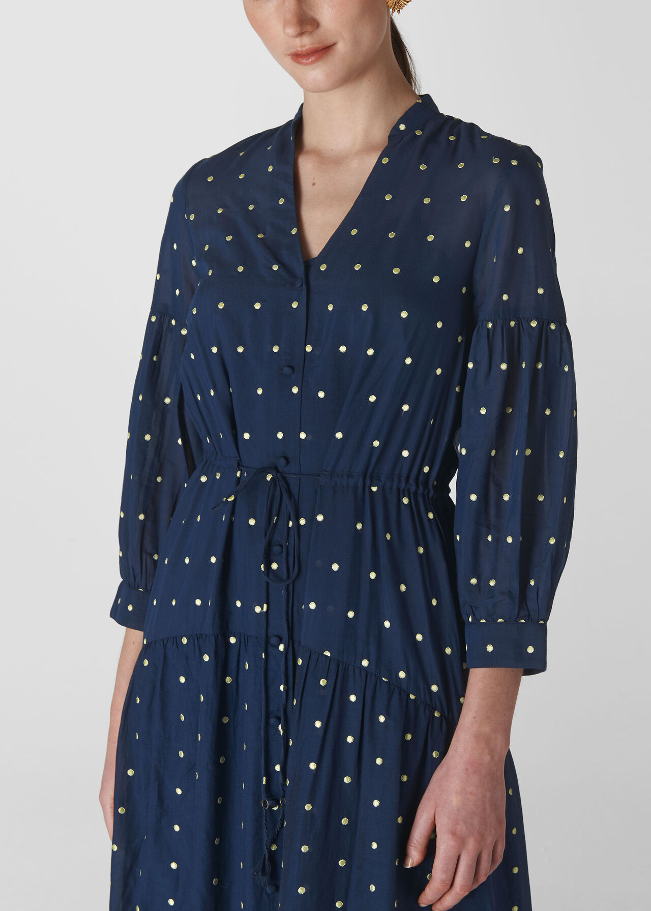 Valeria Embroidered Dress Navy/Multi