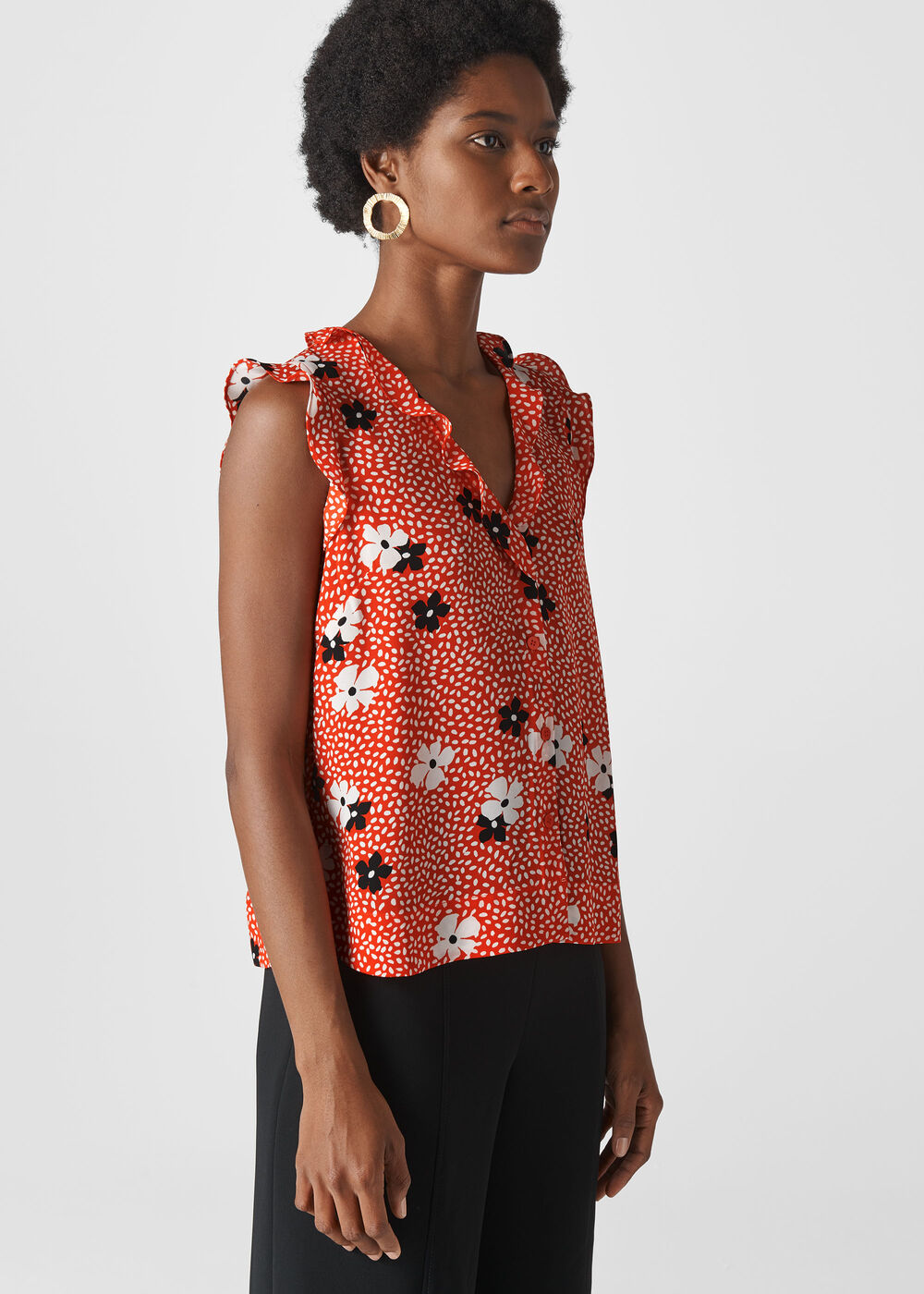 Confetti Floral Frill Top Red/Multi