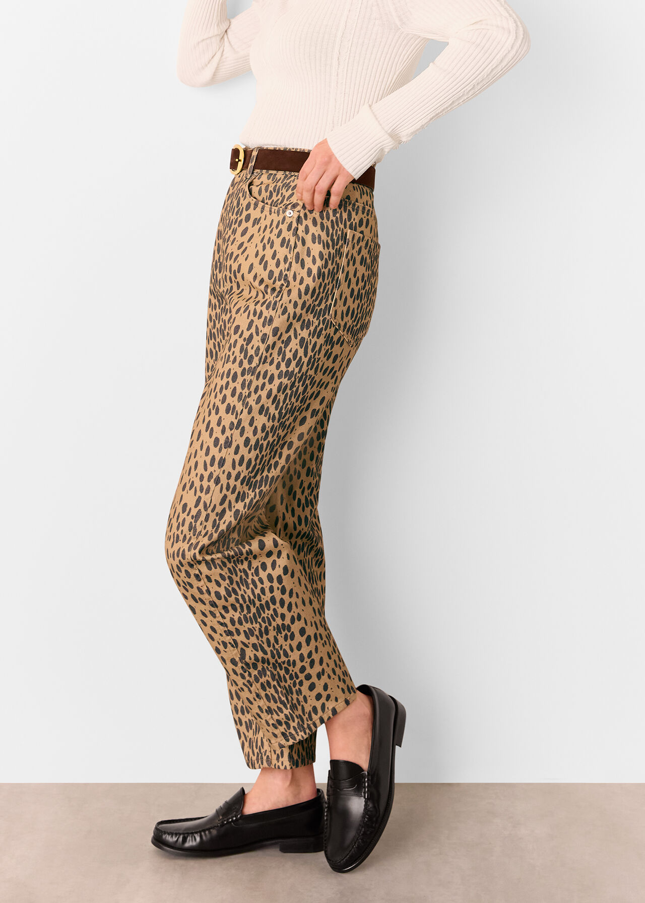 Animal Spot Barrel Leg Jean