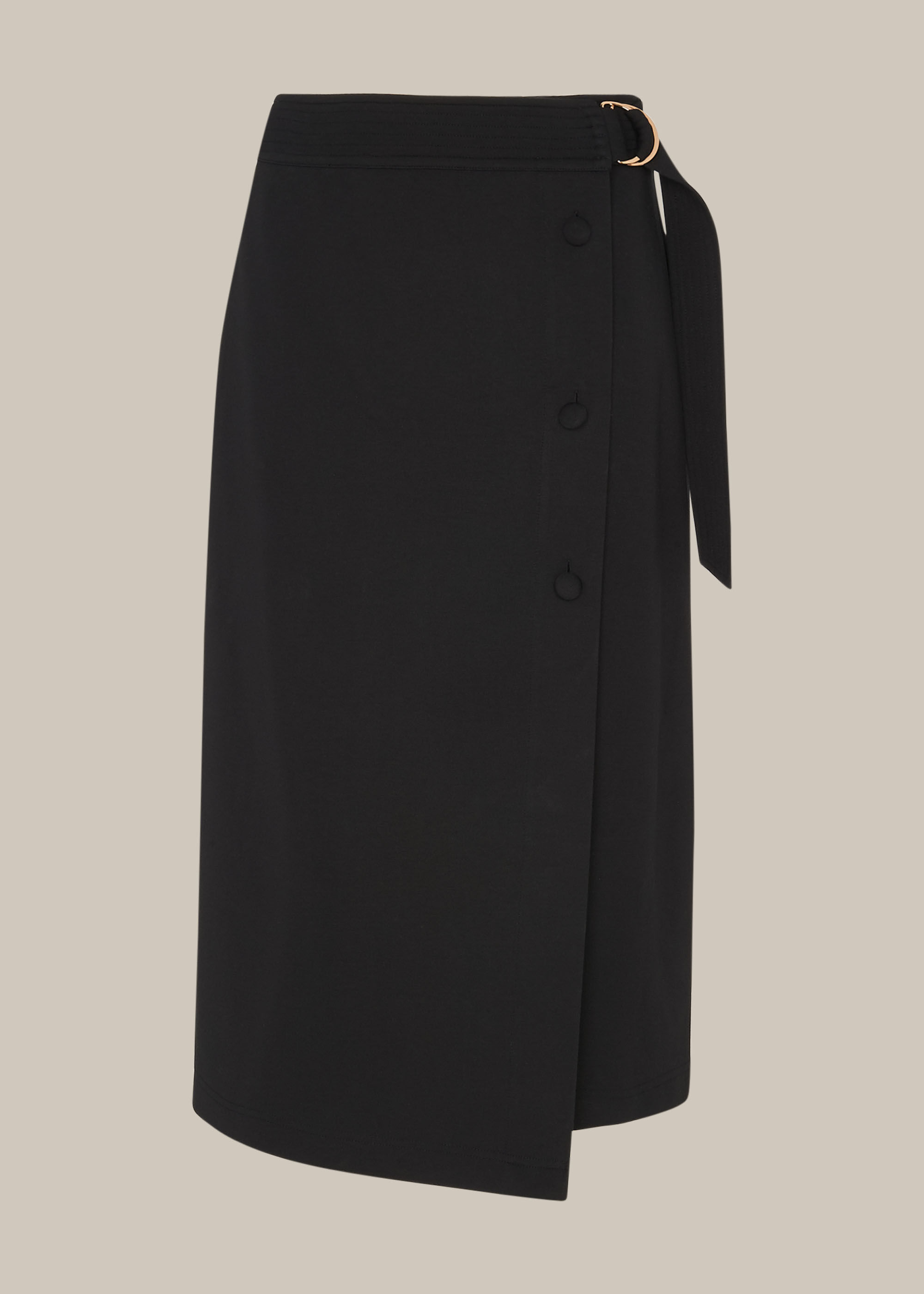 Black Belted Ponte Wrap Skirt