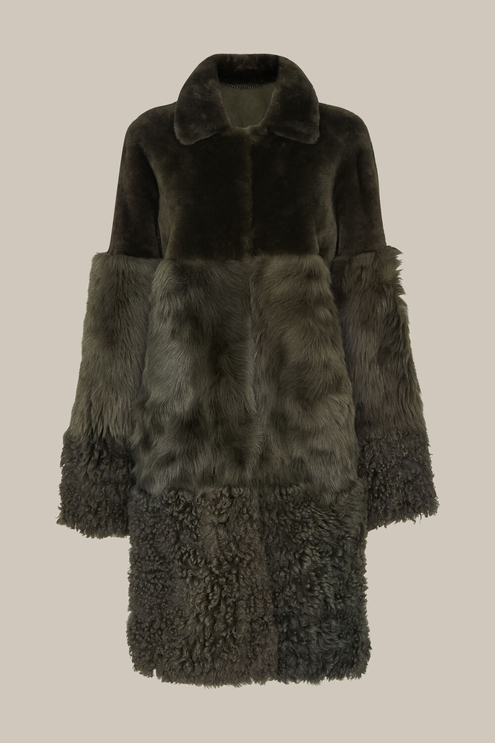 Khaki Cosma Shearling Coat