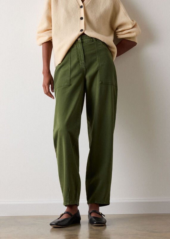 Khaki Full Length Cotton Trouser