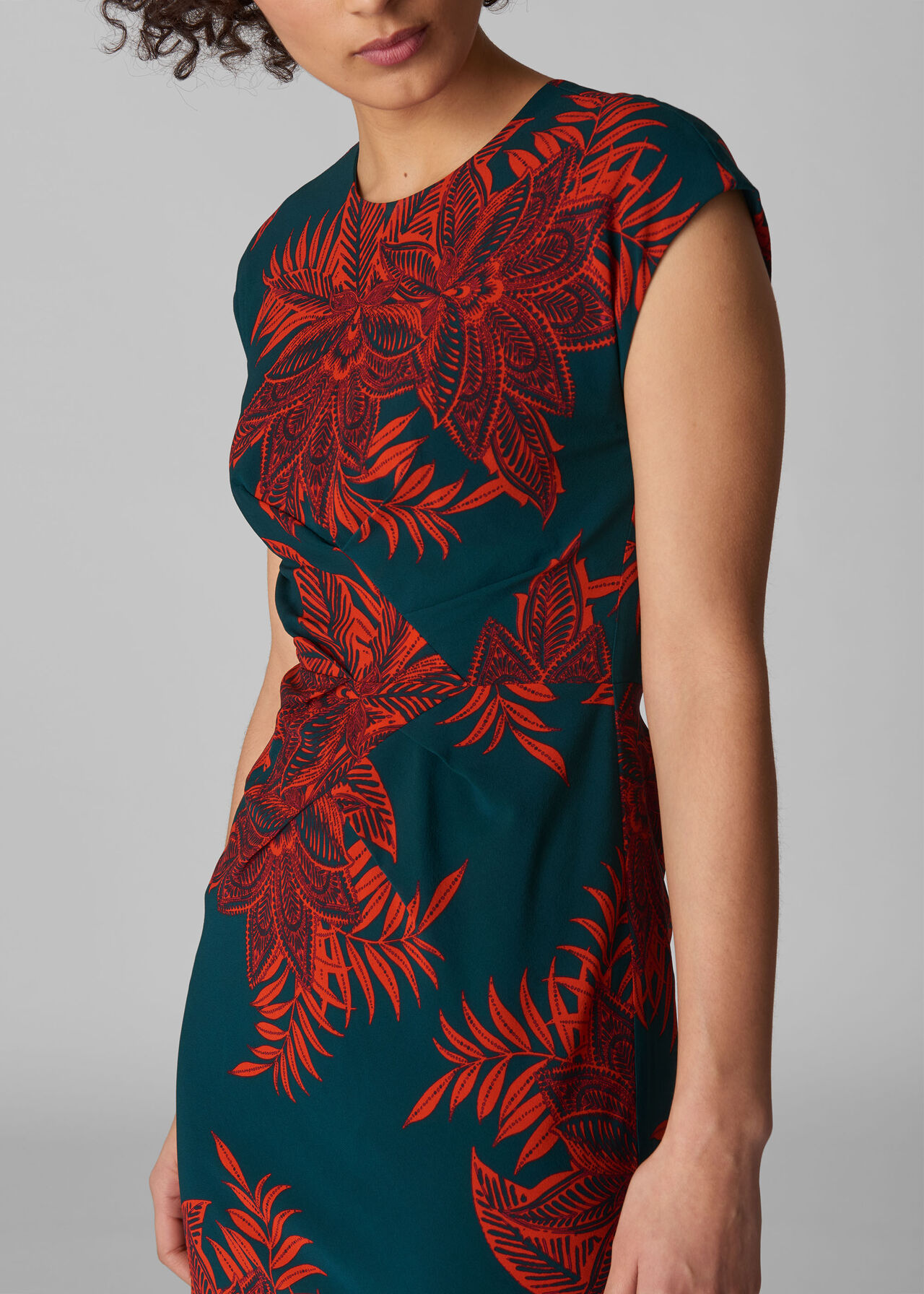 Palmyra Print Silk Bodycon Green/Multi