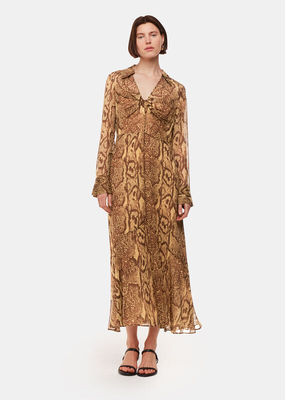 Snake Print Serpent Print Midi Dress