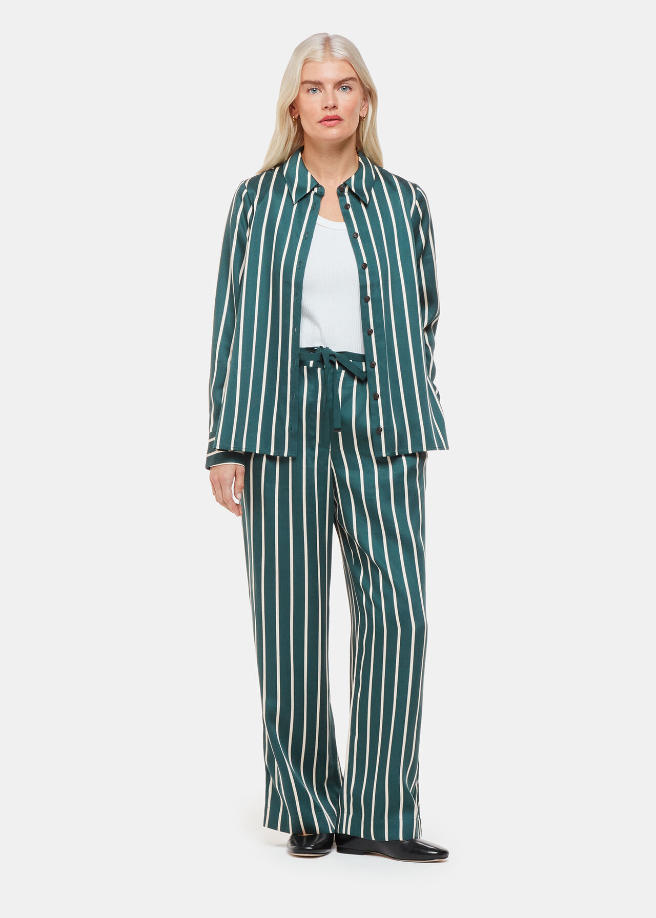 Green/Multi Alex Stripe Trouser | WHISTLES | Whistles UK