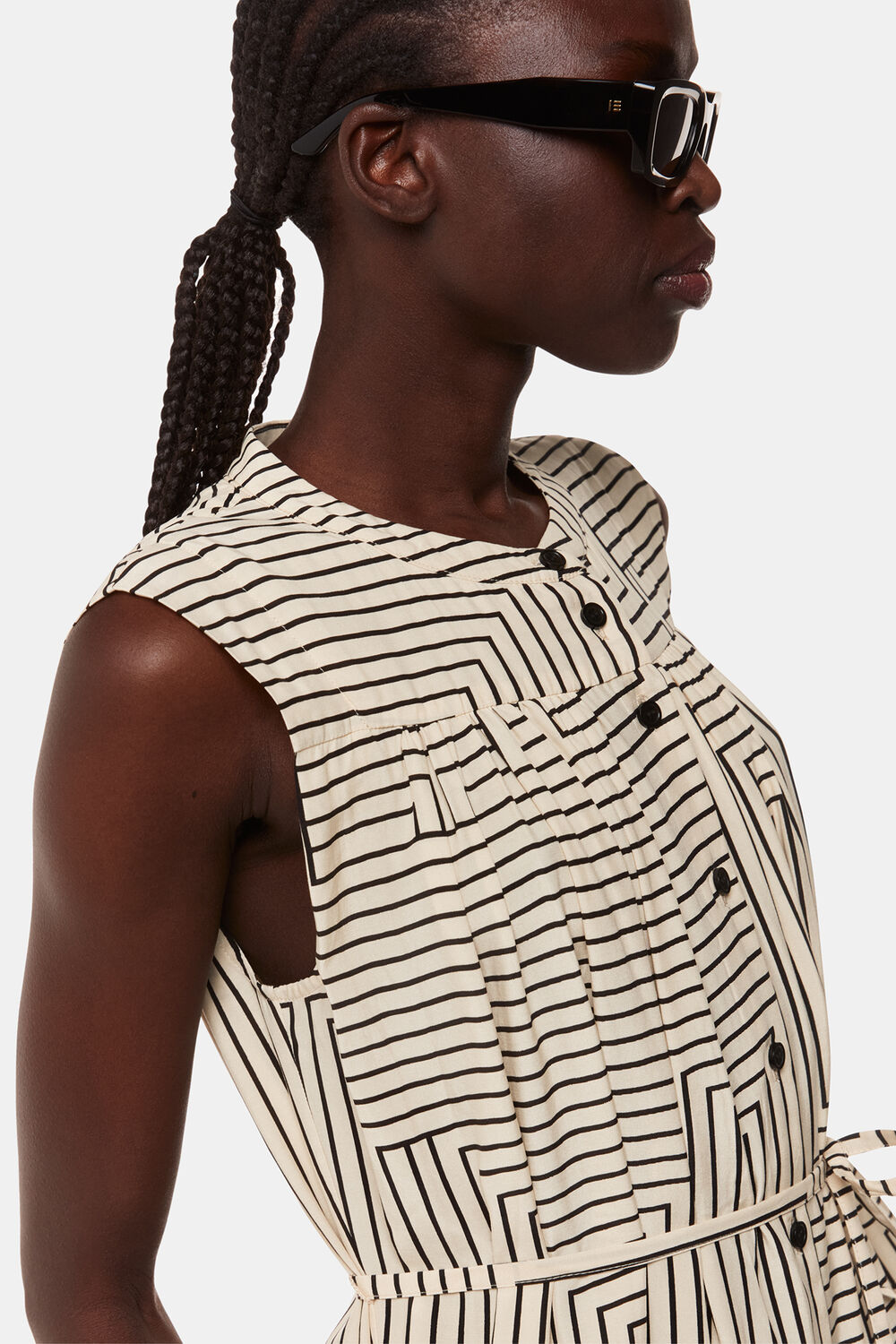 Ivory Angled Stripe Ilana Dress