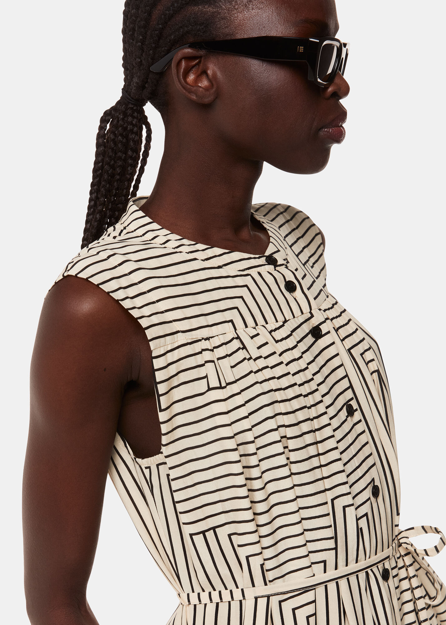 Ivory/Multi Angled Stripe Ilana Dress | WHISTLES | Whistles UK
