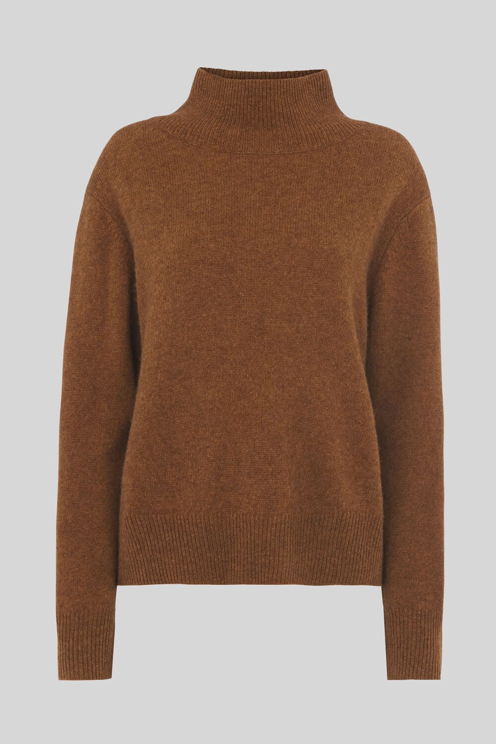 Funnel Neck Yak Mix Knit Olive