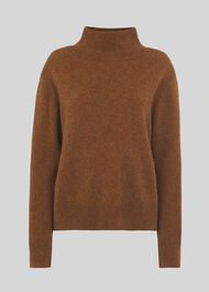 Funnel Neck Yak Mix Knit Olive