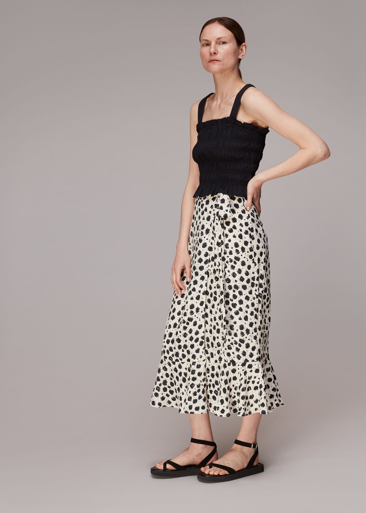Brushed Dalmatian Wrap Skirt