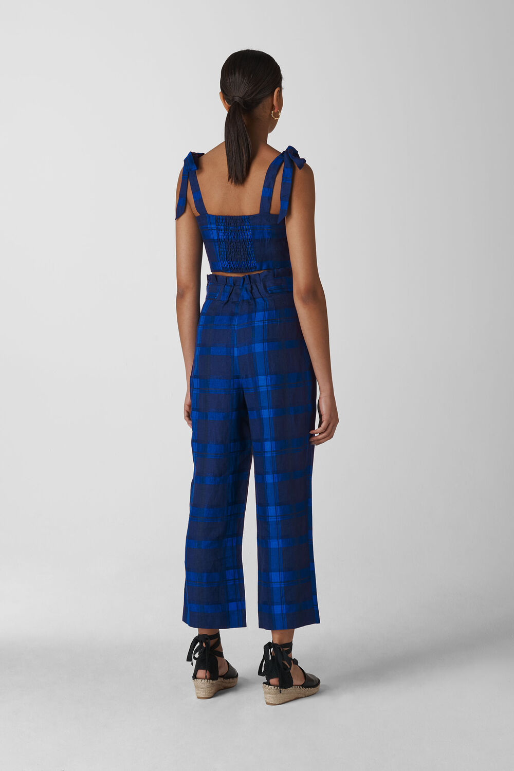 Check Pleated Trouser Blue/Multi