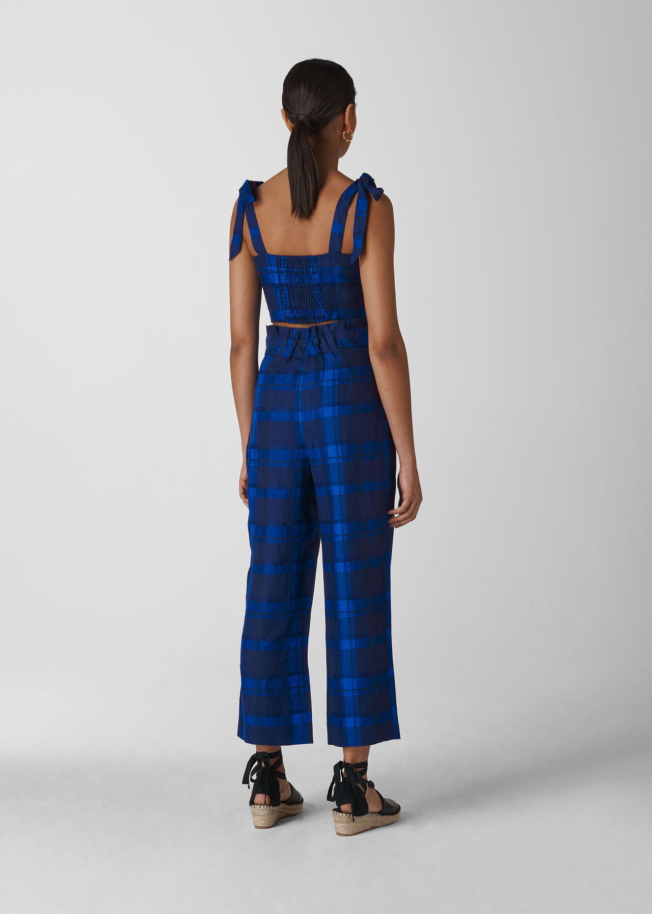 Check Pleated Trouser Blue/Multi