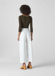 Square Neck Ribbed Top Khaki