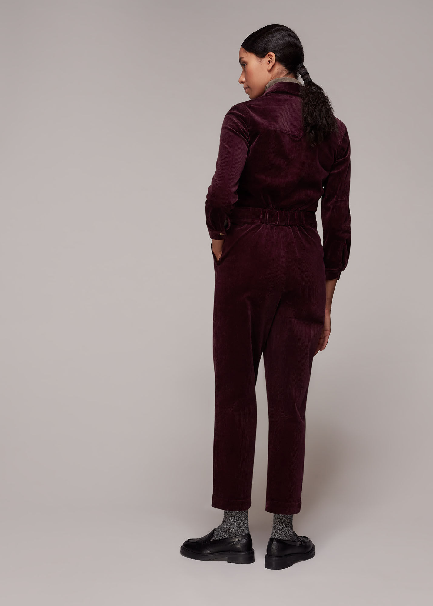 Burgundy Gabby Corduroy Jumpsuit WHISTLES