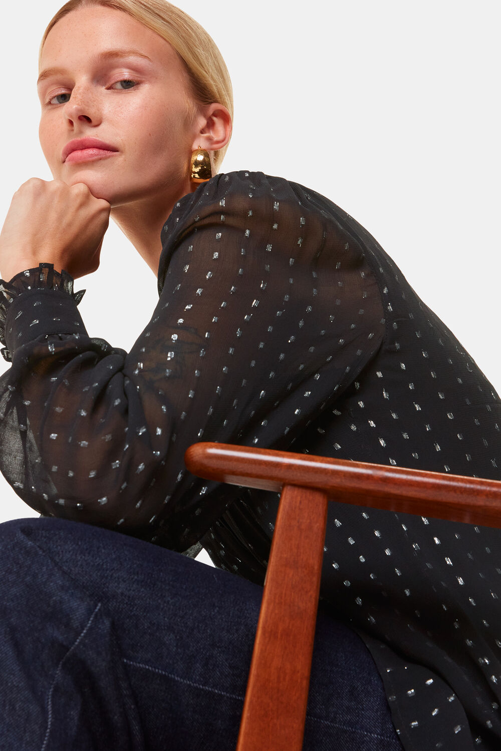 Black Metallic Stripe Shirt