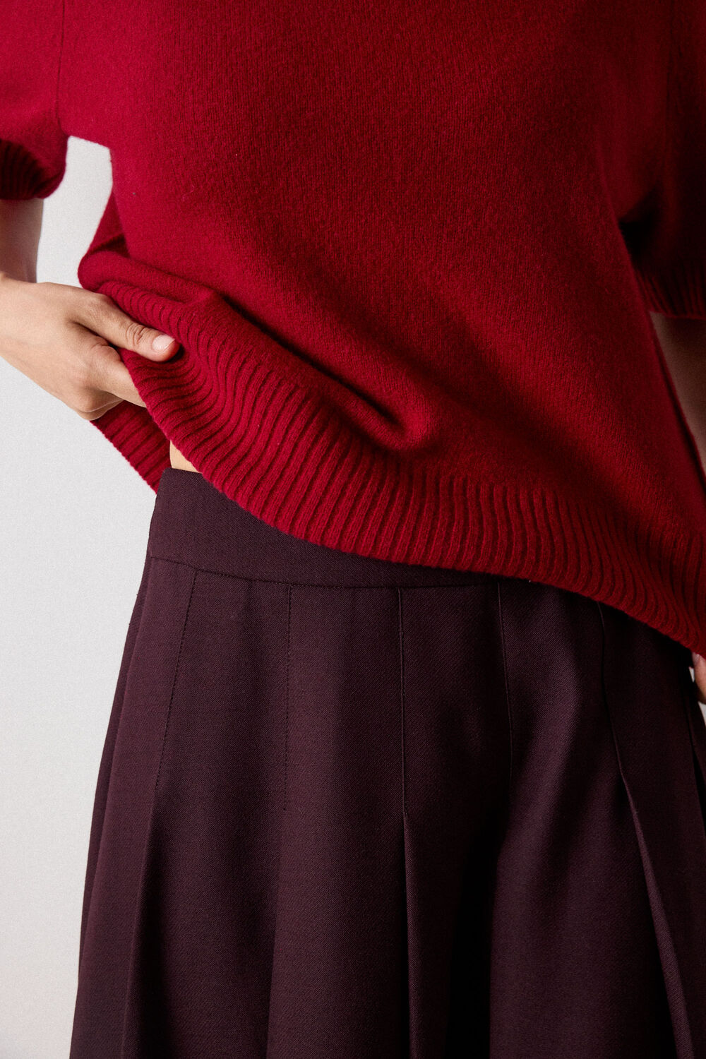 Dark Red Wool Knitted Tee