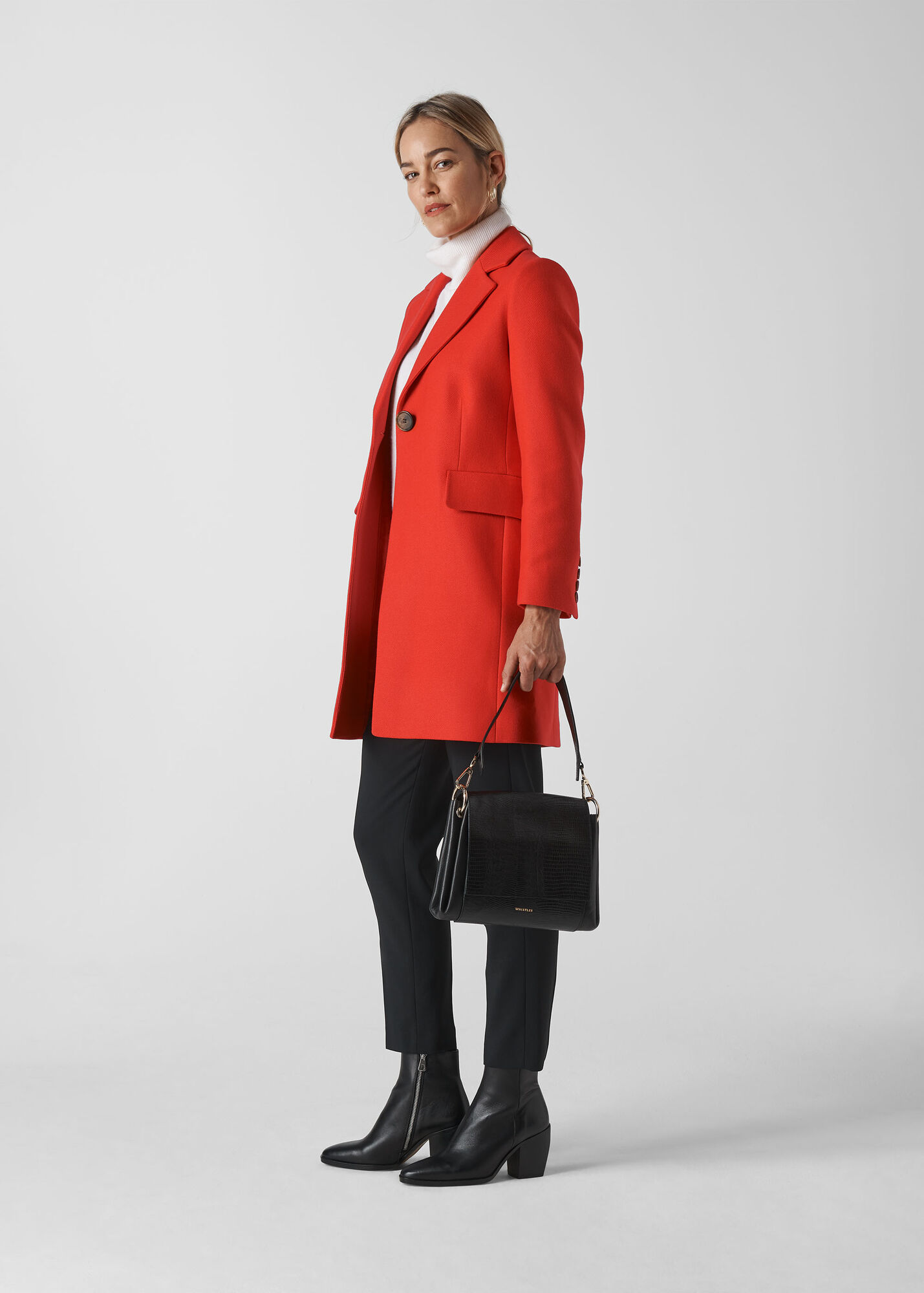 Red Clara Single Breasted Coat WHISTLES