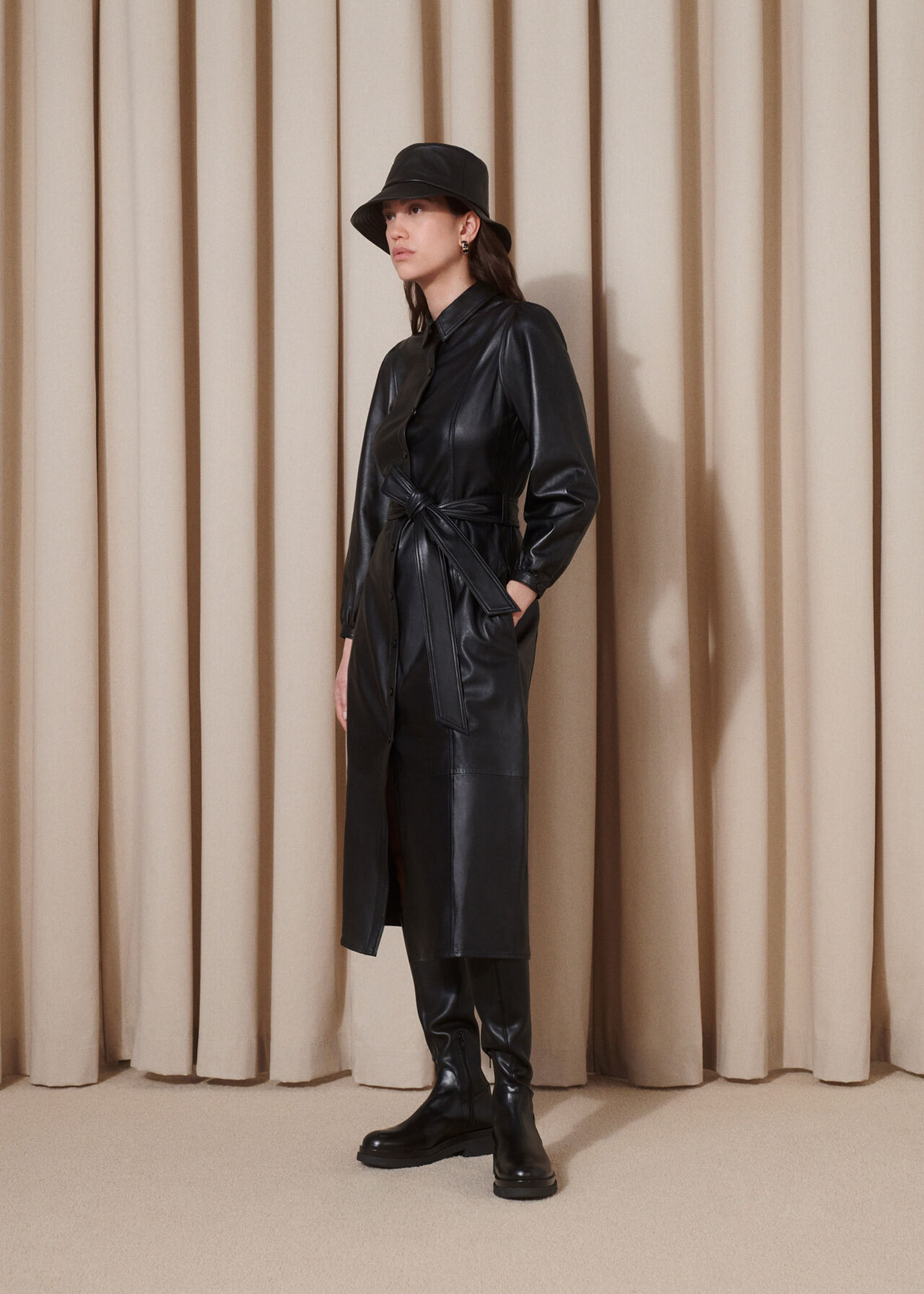 Phoebe Leather Shirt Dress
