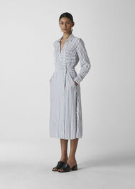 Stripe Wrap Shirt Dress Grey/Multi