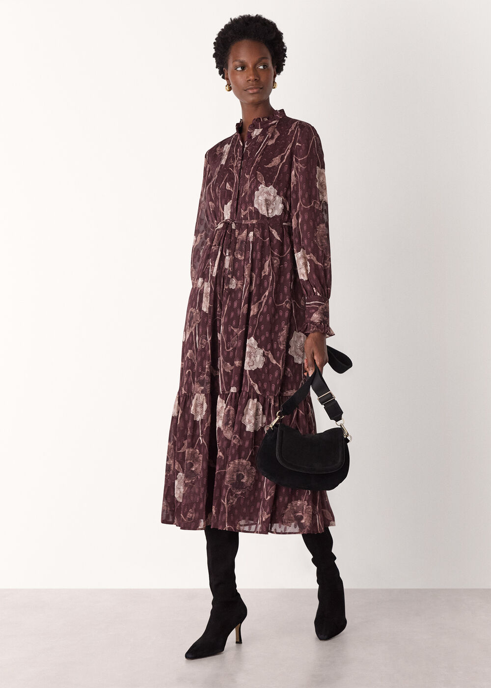 Floral Dobby Midi Dress