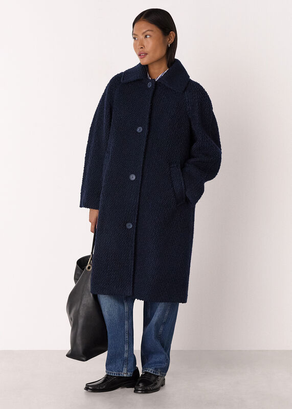 Navy Petite Romy Boucle Coat