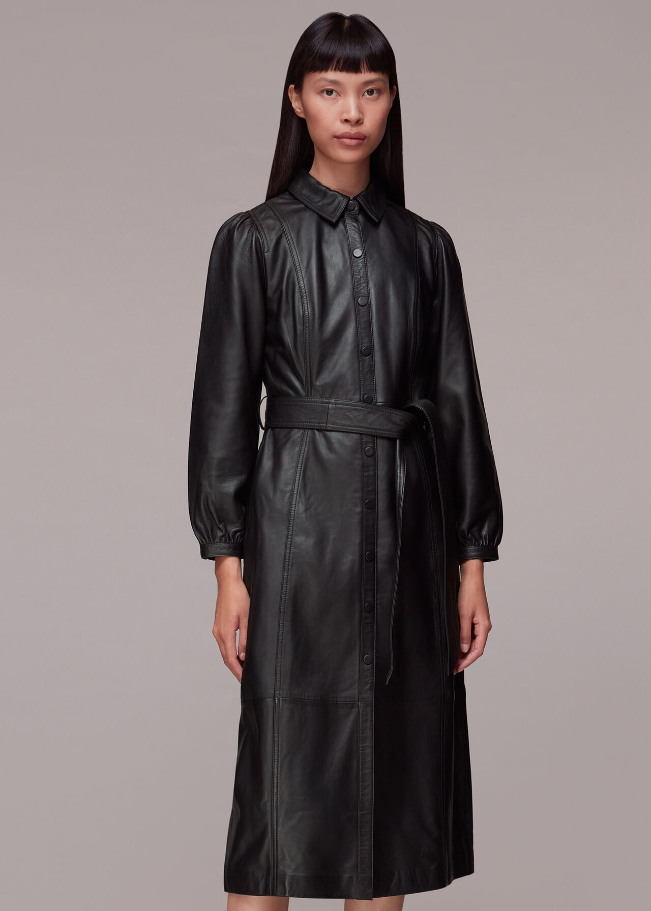 Phoebe Leather Shirt Dress