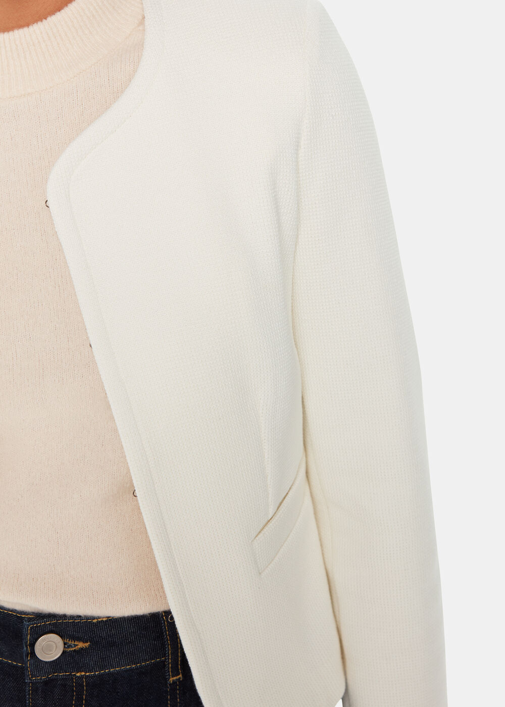 Collarless Jersey Jacket