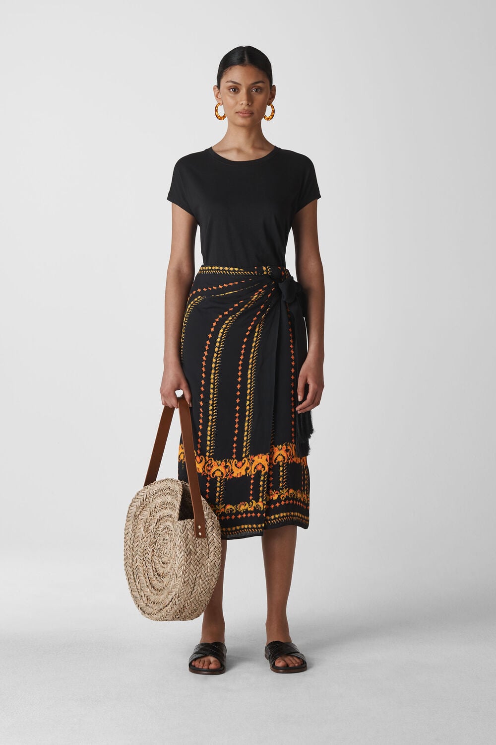 Paisley Scarf Sarong Skirt Black/Multi