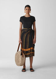 Paisley Scarf Sarong Skirt Black/Multi