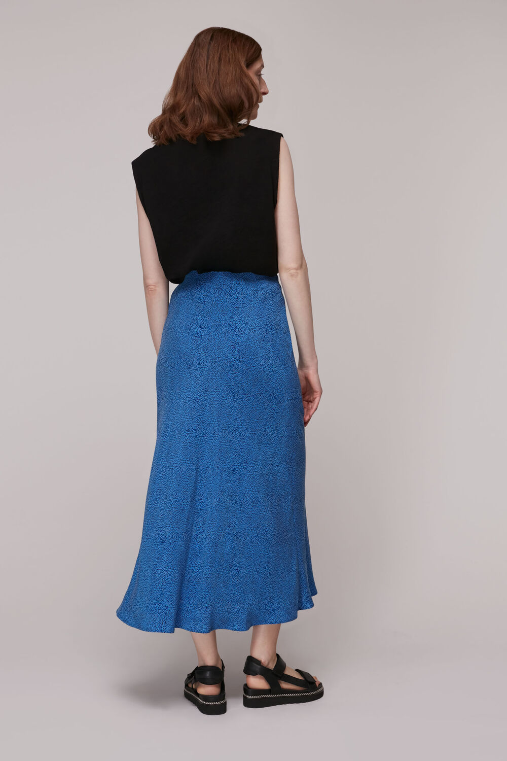 Blue Animal Fleck Print Bias Skirt