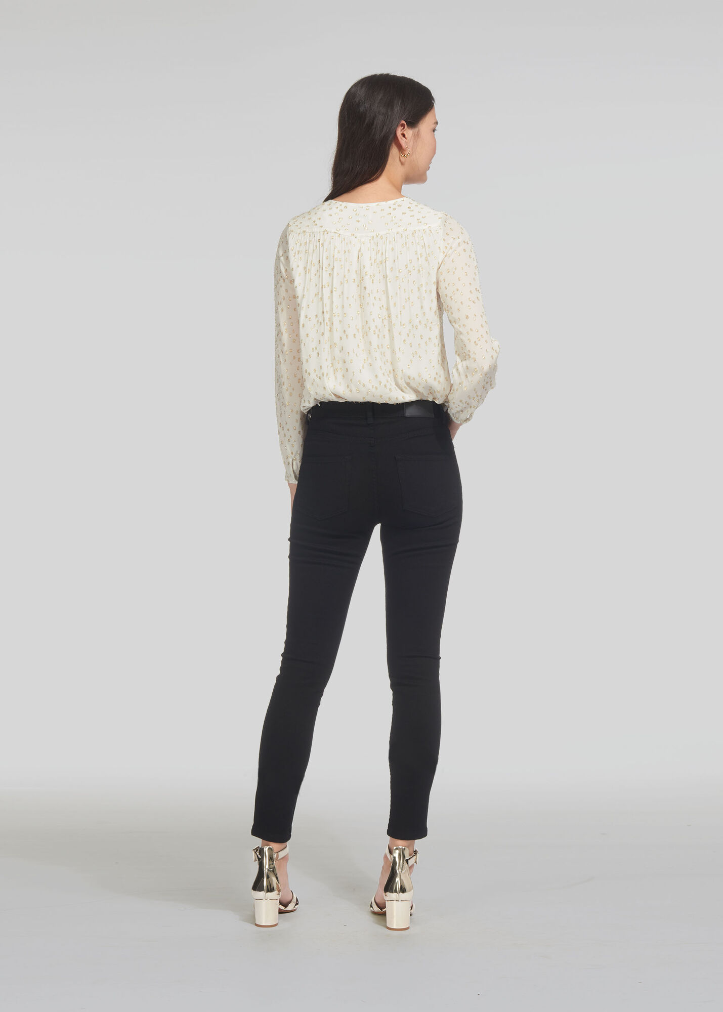 Andrea Gold Dobby Spot Blouse, Gold/Multi WHISTLES Whistles