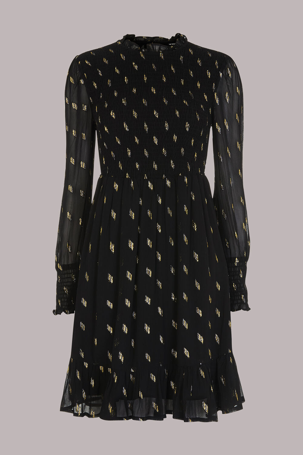 Dobby Shirred Metallic Dress