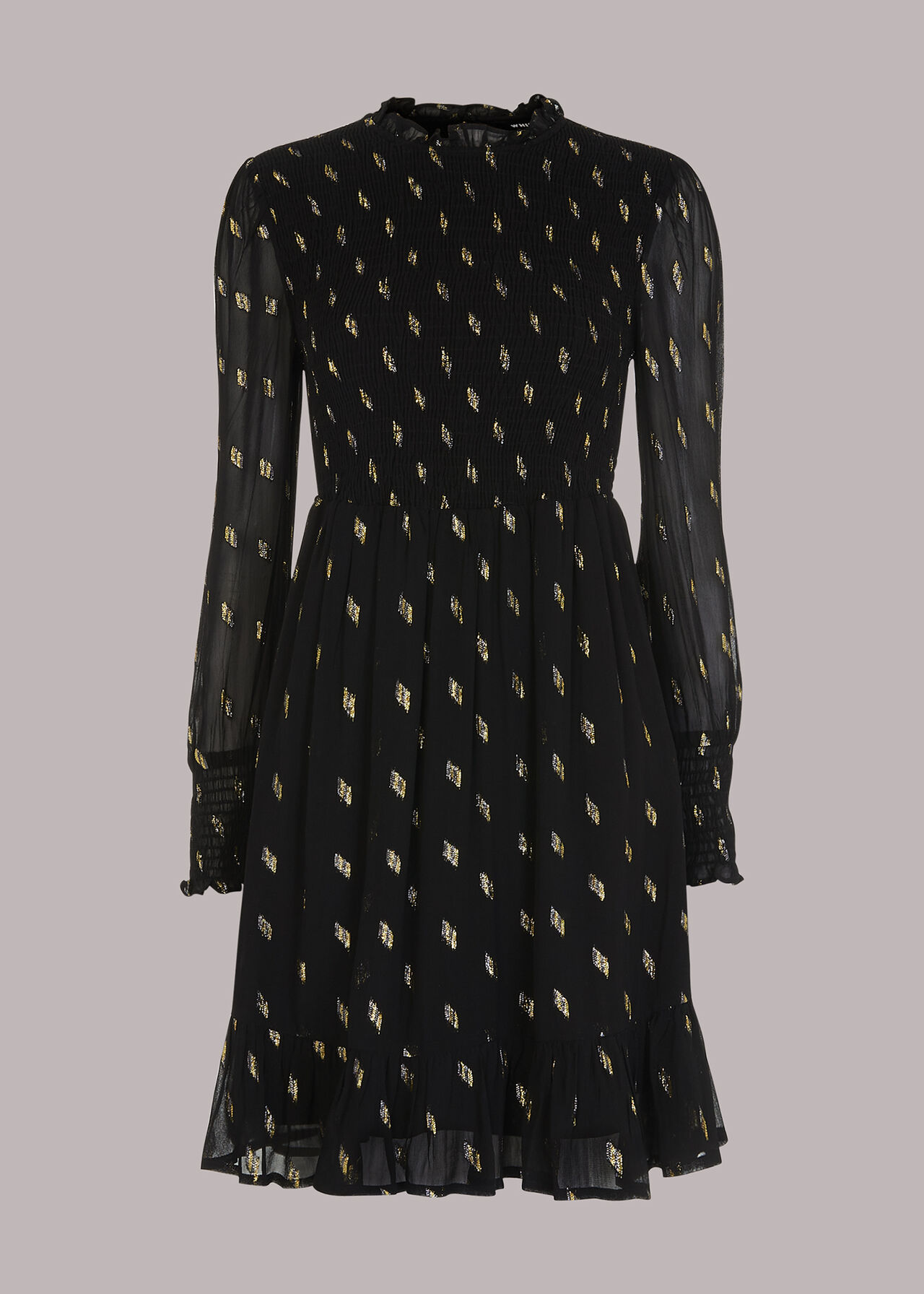 Dobby Shirred Metallic Dress