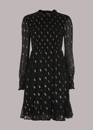 Dobby Shirred Metallic Dress