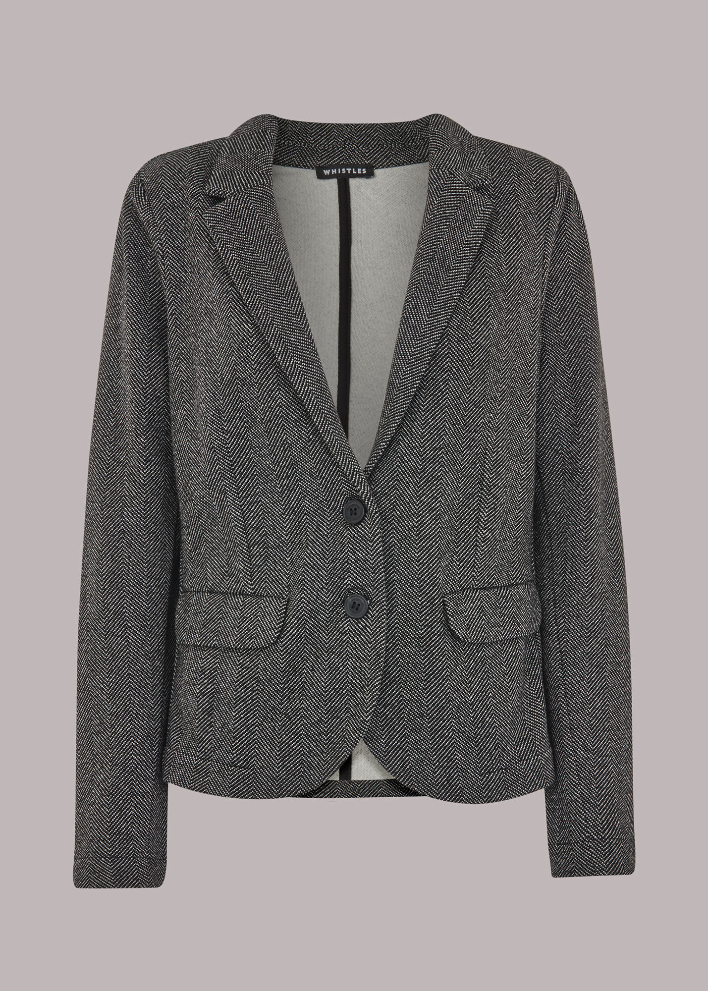 Black/Multi Textured Slim Jersey Jacket WHISTLES