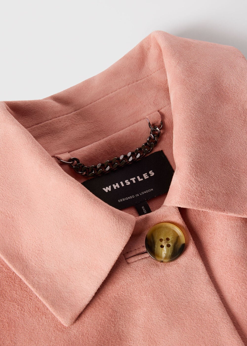 Pink Button Cropped Suede Jacket