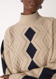 Diamond Cable Wool Detail Knit