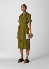 Bella Linen Shirt Dress Khaki