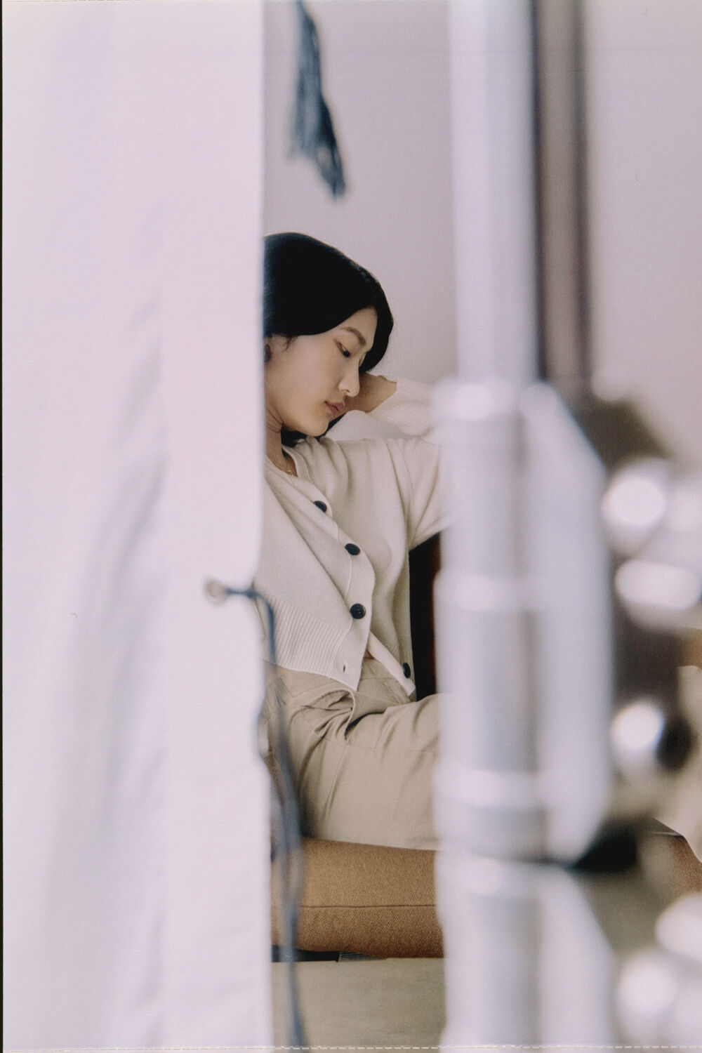 Ivory Cashmere Button Cardigan