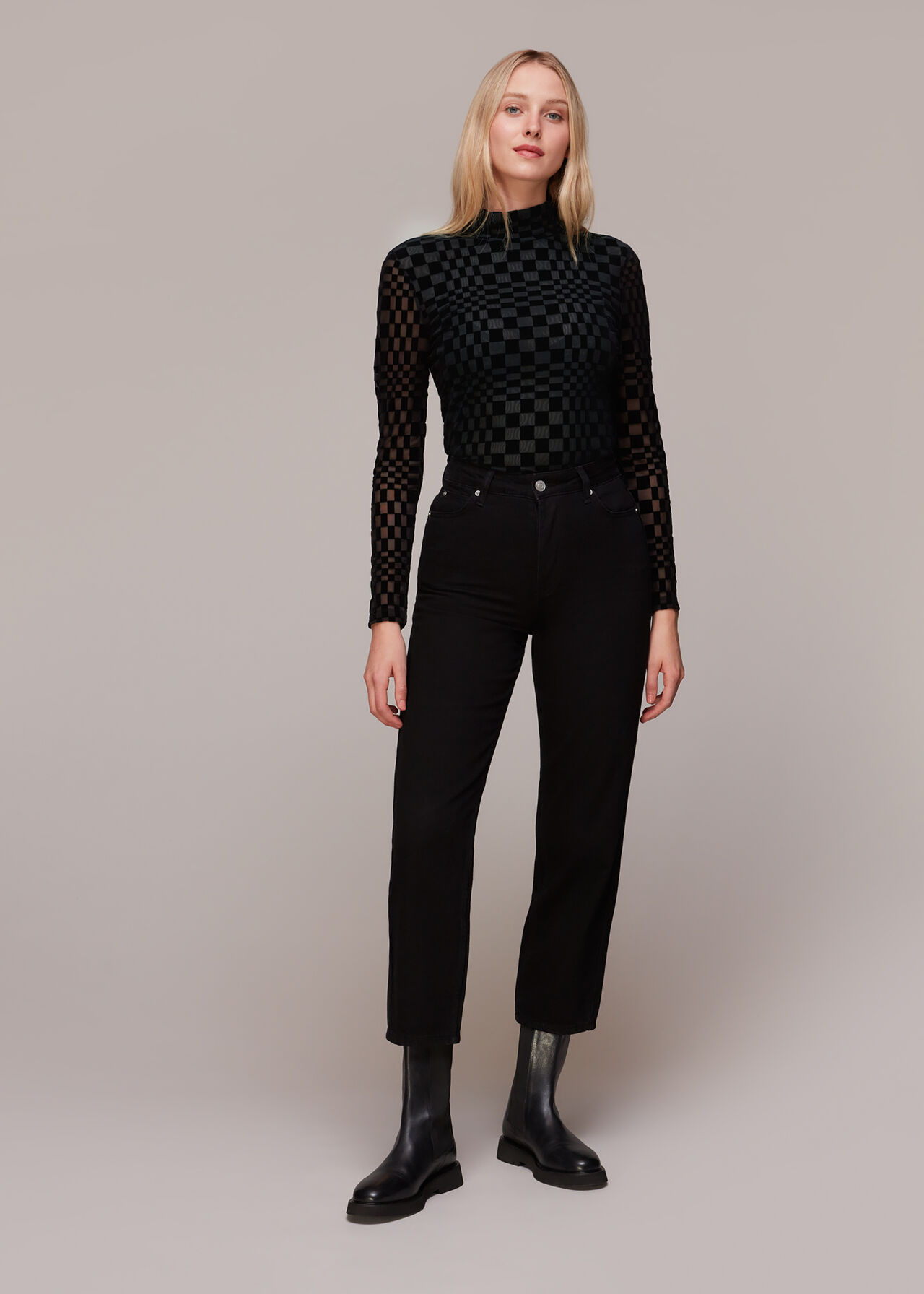 Illusion Checked Mesh Top
