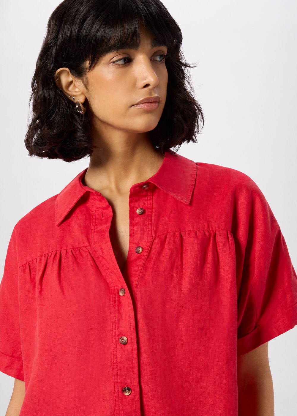 Gathered Linen Shirt