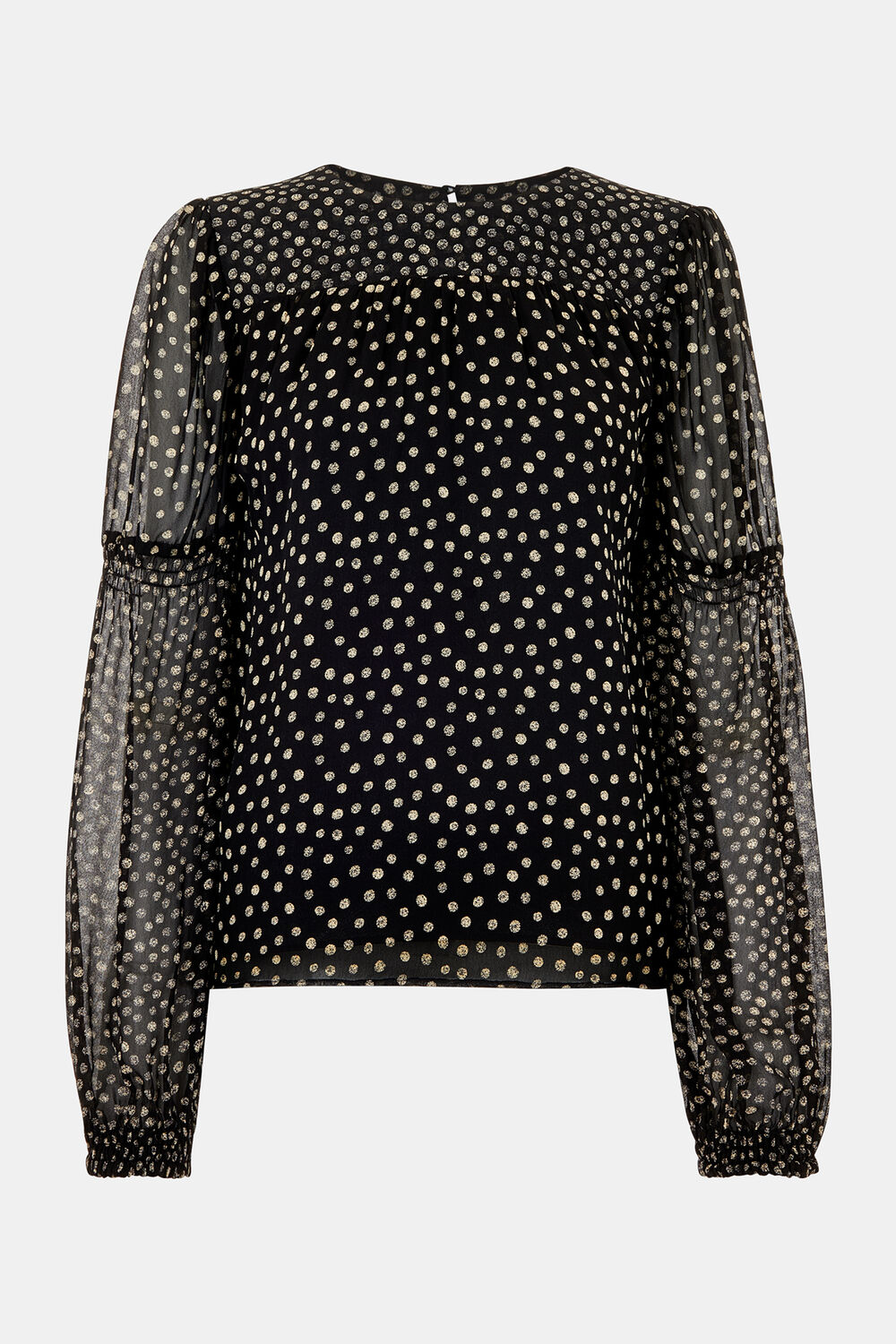 Speckled Polka Dot Shirred Top
