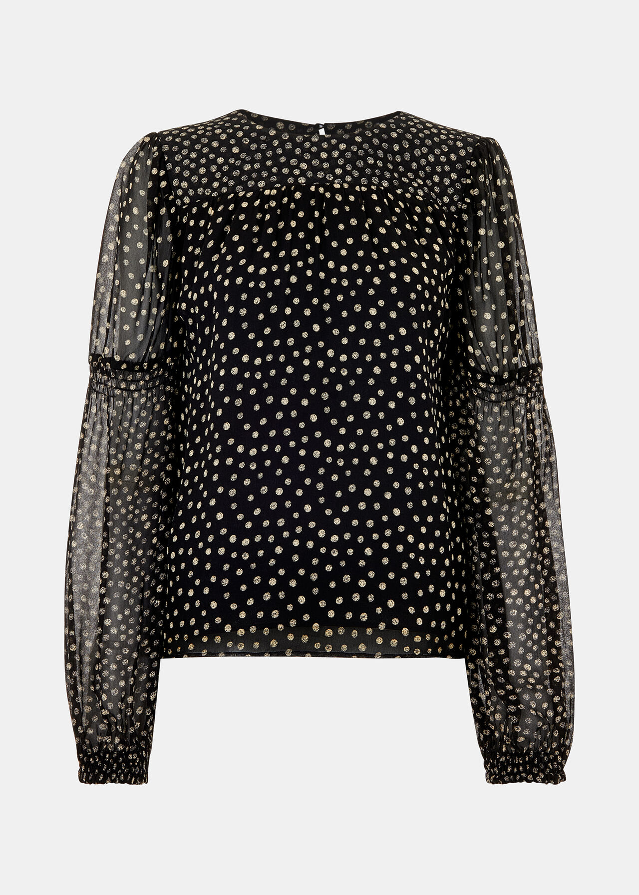 Speckled Polka Dot Shirred Top