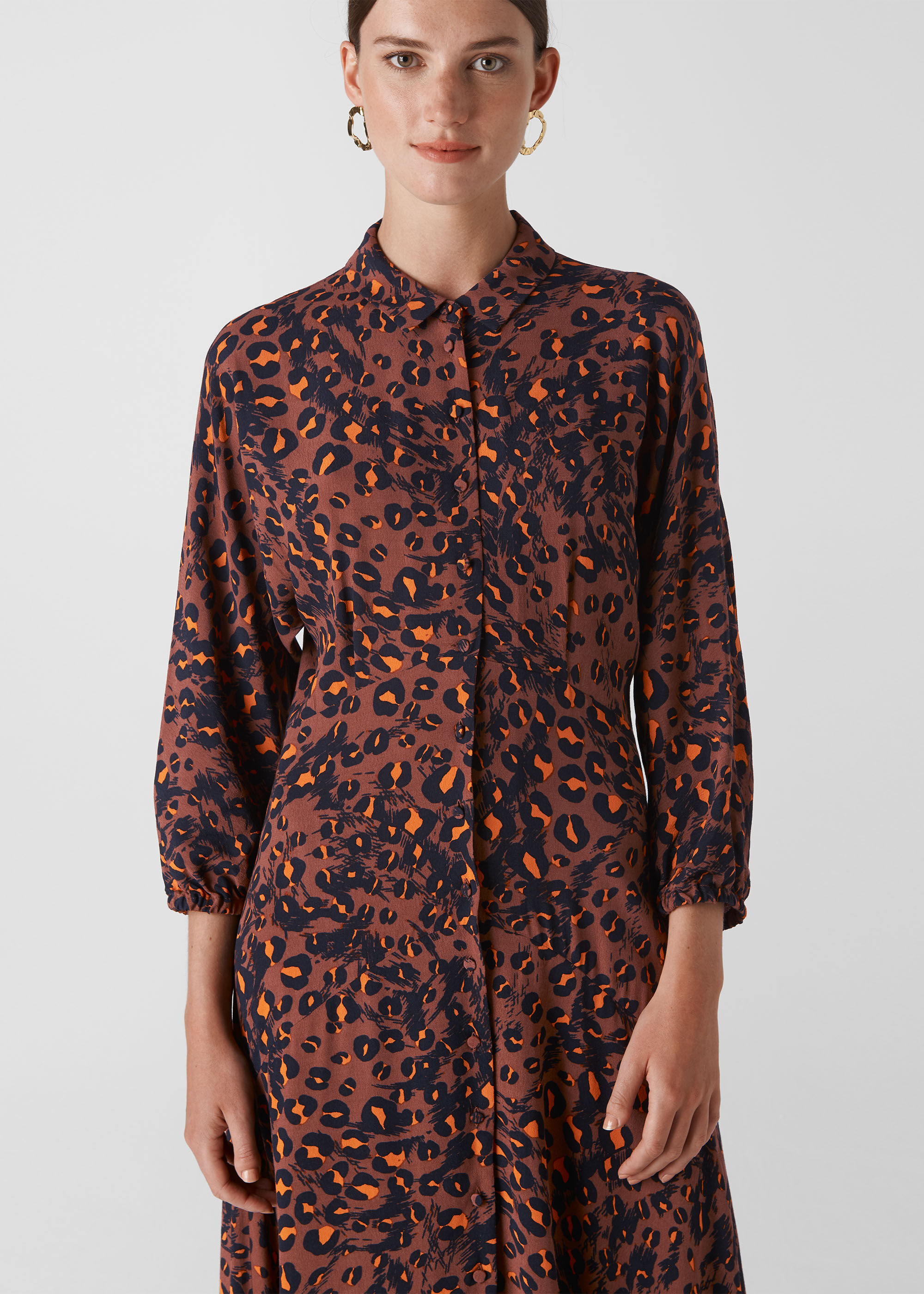 Brown Amara Brushed Leopard Dress