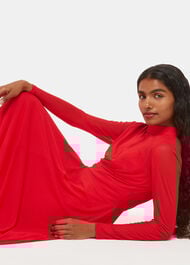 Petite Arabella Ruched Mesh Dress