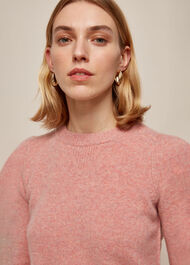 Puff Sleeve Merino Wool Knit Pale Pink